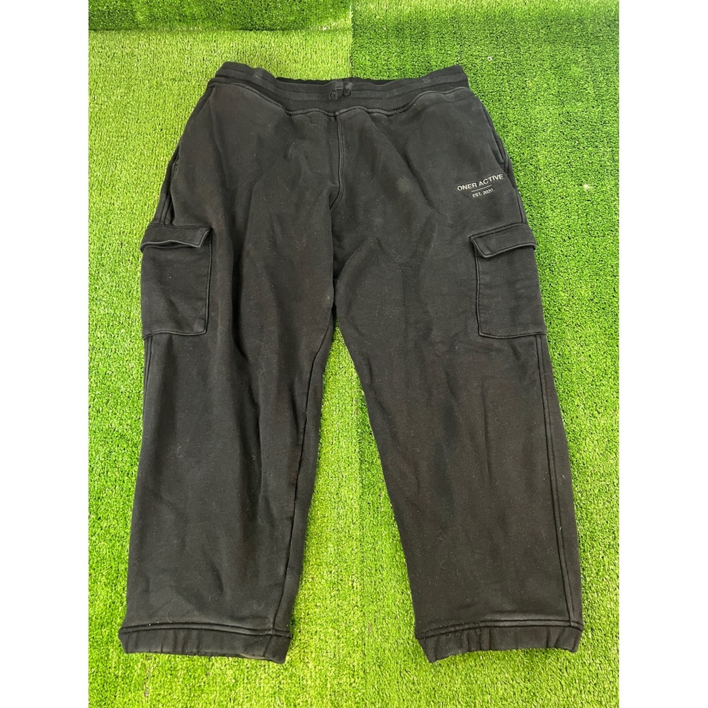 Oner Active XXL Baggy Heavy Cargo Sweatpants Black Mens Oversized Fleece Pants